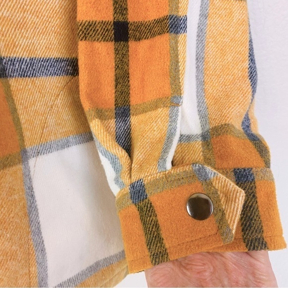 HFX Butterscotch Plaid Snap Front Shacket Shirt Jacket Size M - Picture 6 of 8